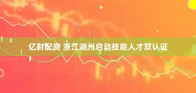 亿财配资 浙江湖州启动技能人才双认证