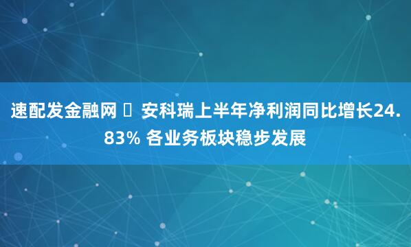 速配发金融网 ​安科瑞上半年净利润同比增长24.83% 各业务板块稳步发展