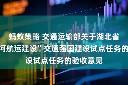蚂蚁策略 交通运输部关于湖北省“现代内河航运建设”交通强国建设试点任务的验收意见